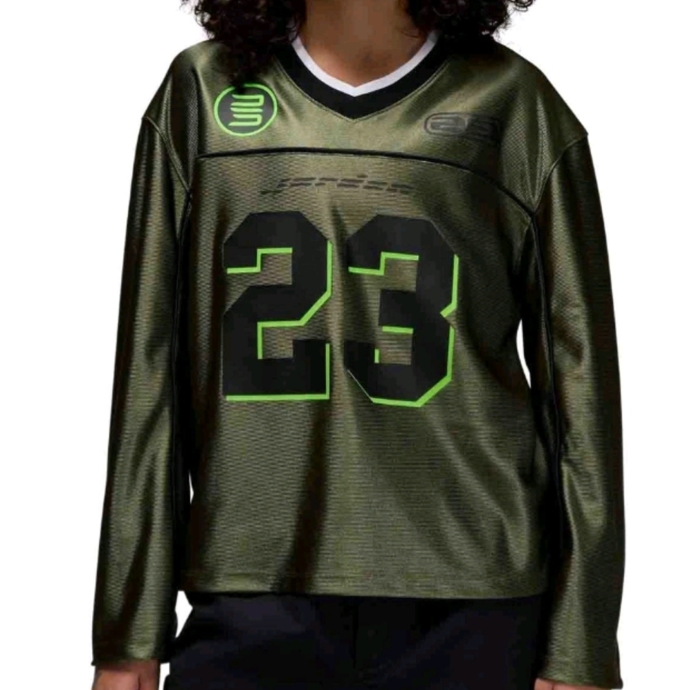 WOMENS JORDAN LONG SLEEVE JERSEY TOP_MEDIUM OLIVE HF9459-222-SIZE S